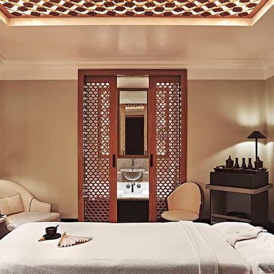 One of the atmospheric rooms for relaxation, and a warm ambience at Aman Spa in The Connaught.