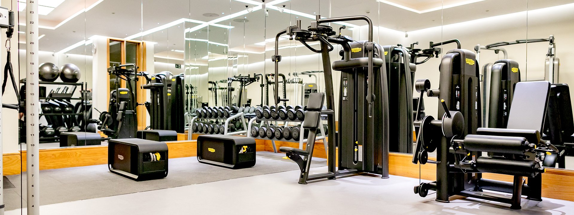 A view of the gym and equipment at the Aman Spa fitness center and gym, a place where guests can work out at The Connaught.