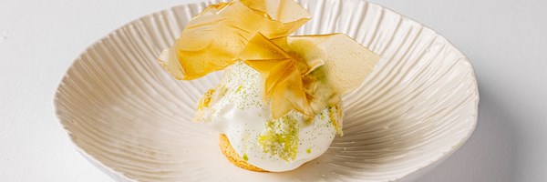 Helene Darroze Lemon ice cream dessert dish