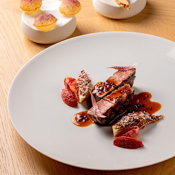 Helene Darroze Spring 2024 red meat dish with sauce
