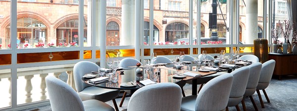 A large table set up at Jean-Georges at The Connaught