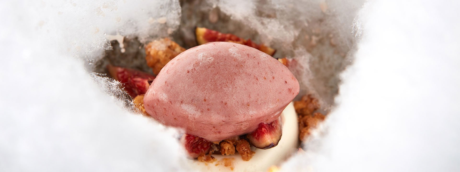 raspberry sorbet candyfloss with figs