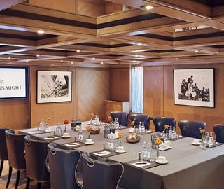 View of the Maple Room dining table set at The Connaught, for all required ceremonies.